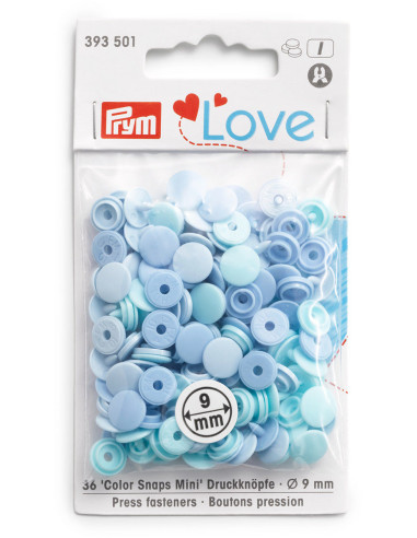 Set of 36 Color Snaps Mini 9 mm snap buttons - Blue Gradient