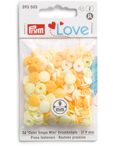 Set of 36 Color Snaps Mini 9 mm snap buttons - Yellow Gradient