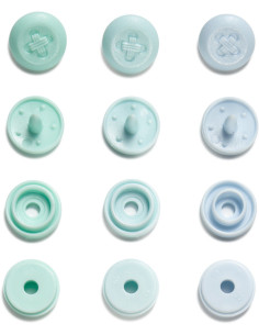 Set of 36 Color Snaps Mini 9 mm Snap Buttons - Mint, Aqua Green, and Blue 2
