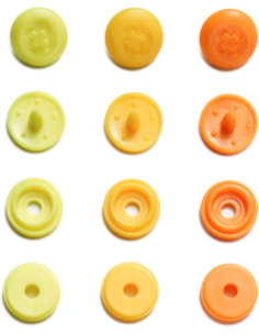 Set of 36 Color Snaps Mini 9 mm Optical Snap Buttons - Yellow, Orange-Yellow, and Orange 2