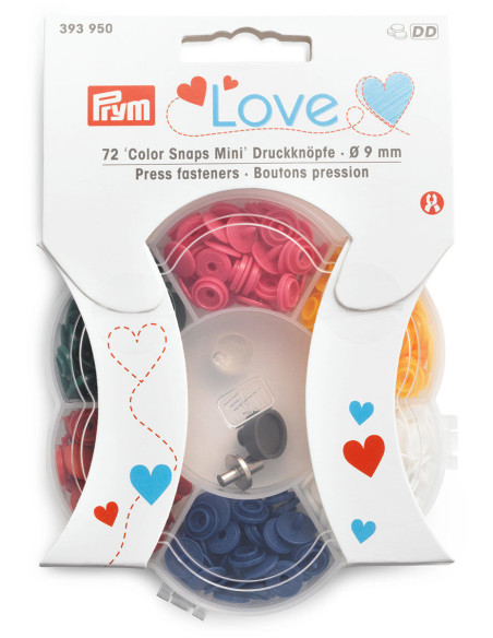 Box of 72 Color Snaps Mini 9 mm press buttons
