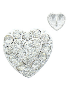 Heart rhinestone button 19 mm