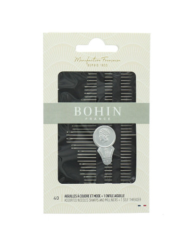 40-needle sewing kit with Bohin needle threader
