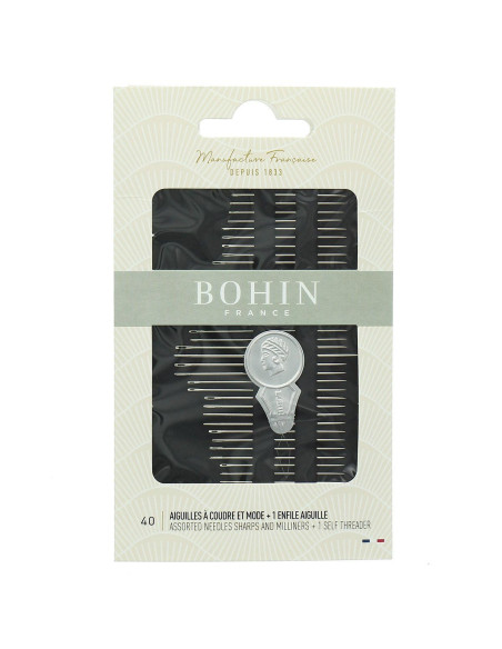 40-needle sewing kit with Bohin needle threader