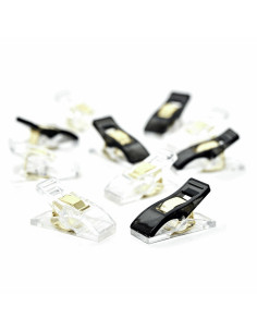 Set of 30 fabric clips - Black and transparent 2
