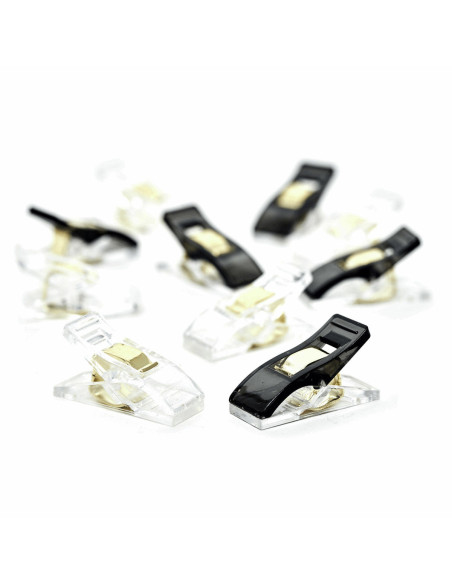 Set of 30 fabric clips - Black and transparent