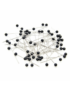 Glass tube of 60 extra-fine pins with plastic heads - Black 2