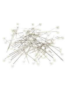 Glass tube of 60 extra-fine pins with plastic heads - White 2