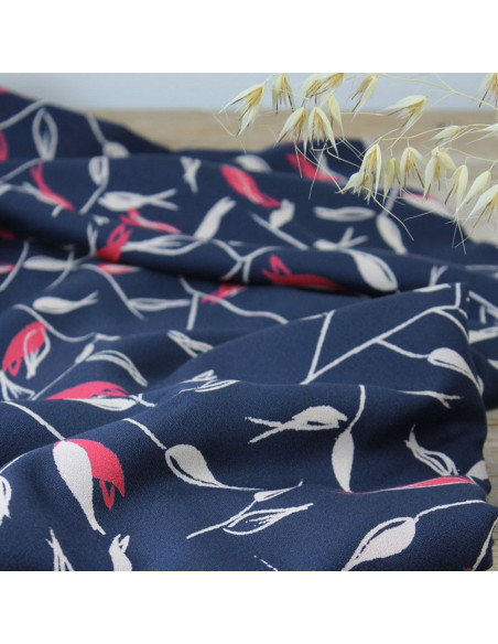 Atlantic blue viscose crepe fabric Avena - Églantine & Zoé