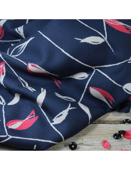 Atlantic blue viscose crepe fabric Avena - Églantine & Zoé