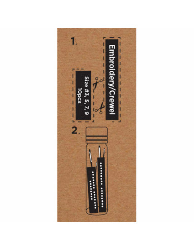Glass tube of 10 premium embroidery needles