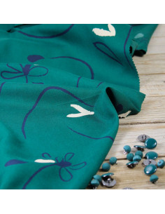 Emerald green Bloom viscose twill fabric - Églantine & Zoé