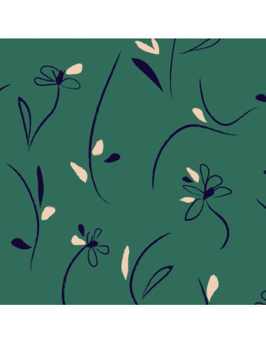 Emerald green Bloom viscose twill fabric - Églantine & Zoé