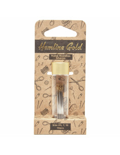 Glass tube of 10 premium long sewing needles