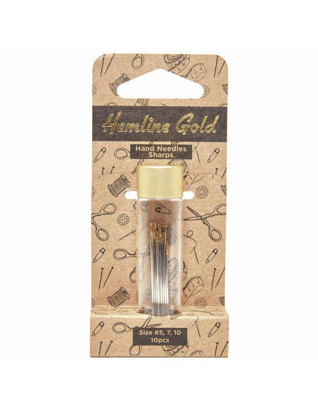 Glass tube of 10 premium long sewing needles