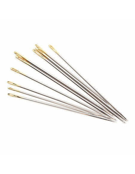 Glass tube of 10 premium long sewing needles