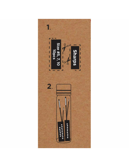 Glass tube of 10 premium long sewing needles