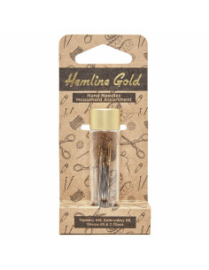 Glass tube of 10 assorted premium sewing and embroidery needles