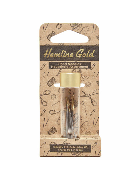 Glass tube of 10 assorted premium sewing and embroidery needles