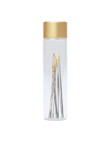 Glass tube of 10 assorted premium sewing and embroidery needles
