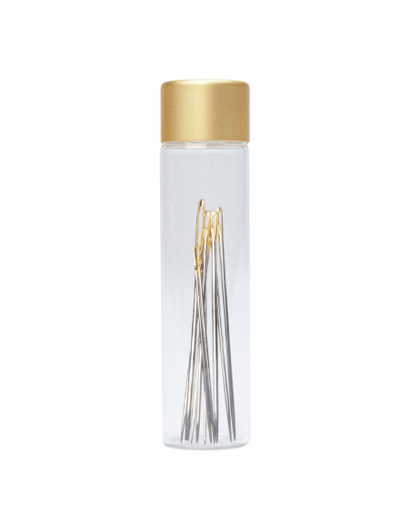 Glass tube of 10 assorted premium sewing and embroidery needles