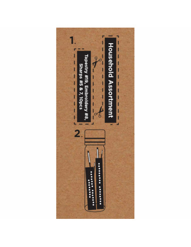 Glass tube of 10 assorted premium sewing and embroidery needles