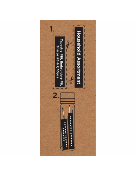 Glass tube of 10 assorted premium sewing and embroidery needles