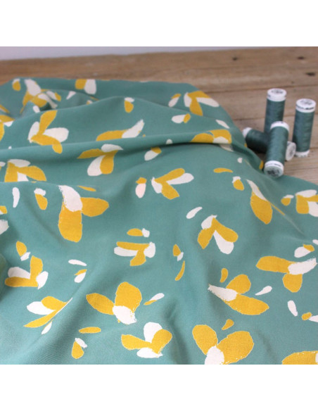 Sage green Petali viscose poplin fabric - Églantine & Zoé