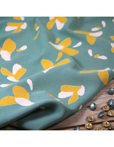 Sage green Petali viscose poplin fabric - Églantine & Zoé