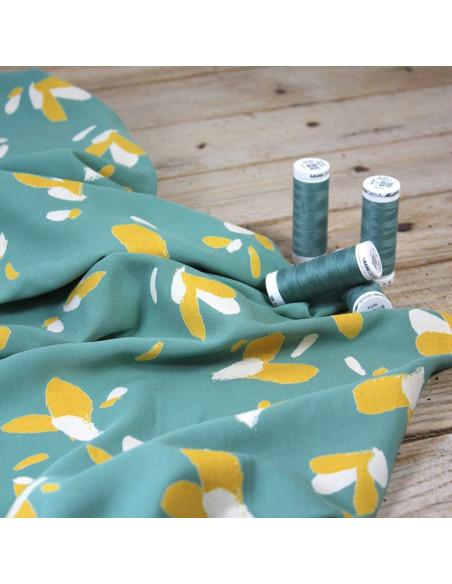 Sage green Petali viscose poplin fabric - Églantine & Zoé