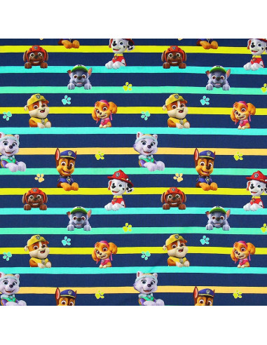 Paw Patrol Jersey Fabric - Characters and Colorful Lines