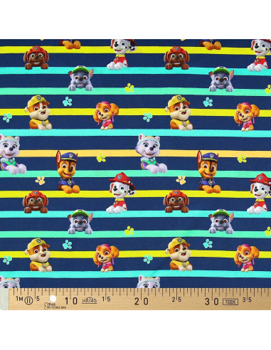 Paw Patrol Jersey Fabric - Characters and Colorful Lines