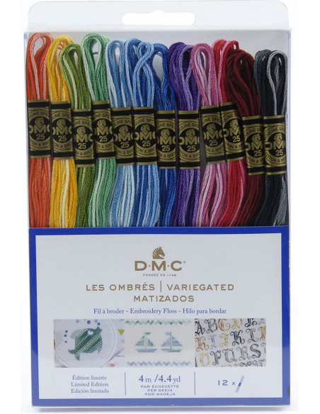Pack of 12 skeins of DMC embroidery floss - The Ombres