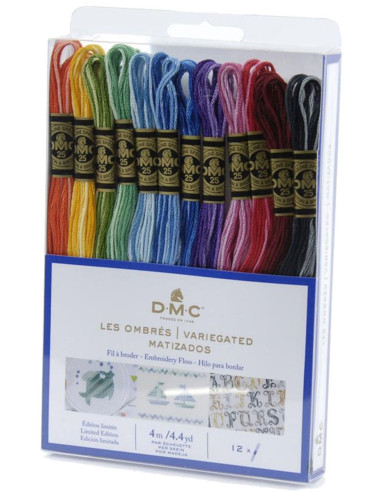 Pack of 12 skeins of DMC embroidery floss - The Ombres