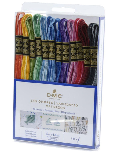 Pack of 12 skeins of DMC embroidery floss - The Ombres