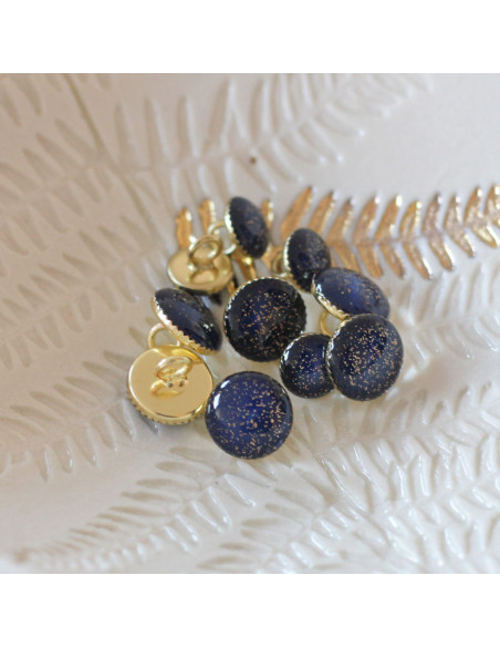 Gold glitter ankle boot button - Navy blue