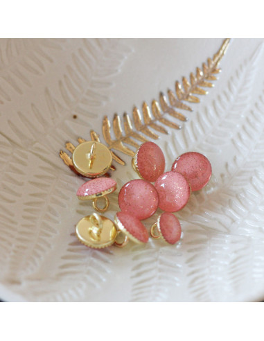 Gold glitter ankle boot button - Coral