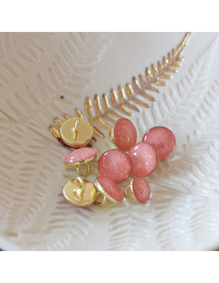 Gold glitter ankle boot button - Coral