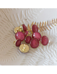 Gold glitter ankle boot button - Fuchsia