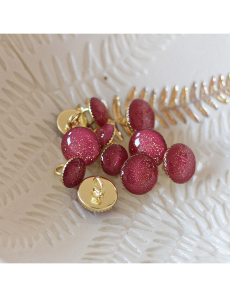 Gold glitter ankle boot button - Fuchsia
