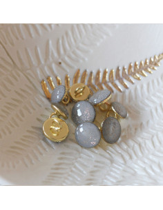 Gold glitter ankle boot button - Pearl gray