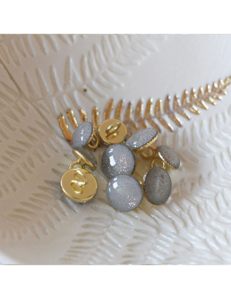 Gold glitter ankle boot button - Pearl gray