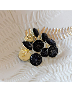 Gold glitter ankle boot button - Black