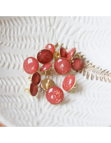 Gold glitter ankle boot button - Terracotta