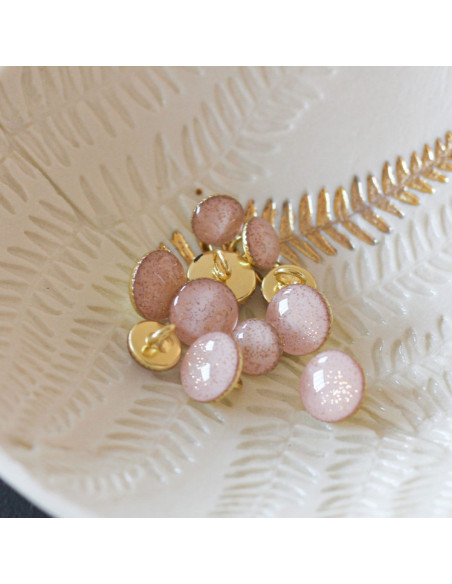Gold glitter ankle boot button - Pale pink