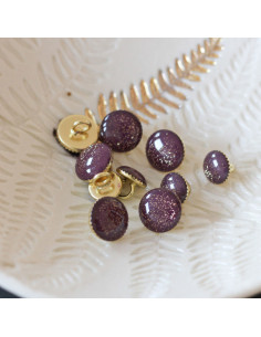 Gold glitter ankle boot button - Purple