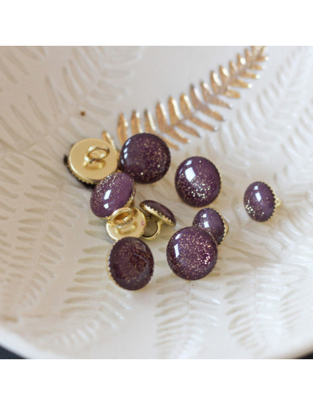 Gold glitter ankle boot button - Purple