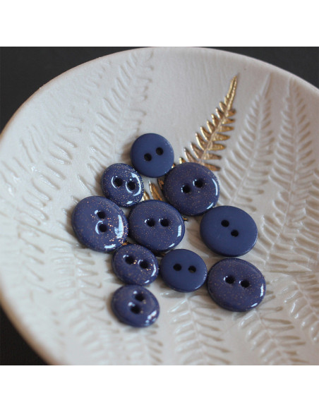 Navy blue glitter button with 2 holes