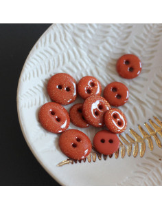 Glitter button with 2 holes - Caramel