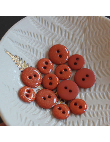 Glitter button with 2 holes - Caramel